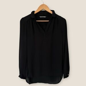 Smart Set Black Collared Long Sleeved Blouse